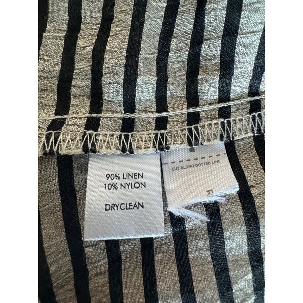 Ann Taylor Loft Striped Open Front Linen Jacket SZ 2 Career Office Collar - Picture 5 of 11